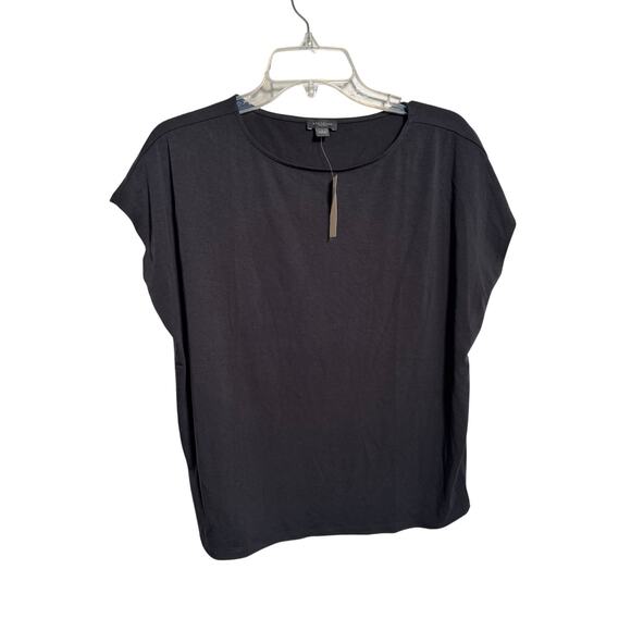 Ann Taylor Factory Cap Sleeve Blouse Shirt Black Size Small Career Office NEW - Picture 1 of 4